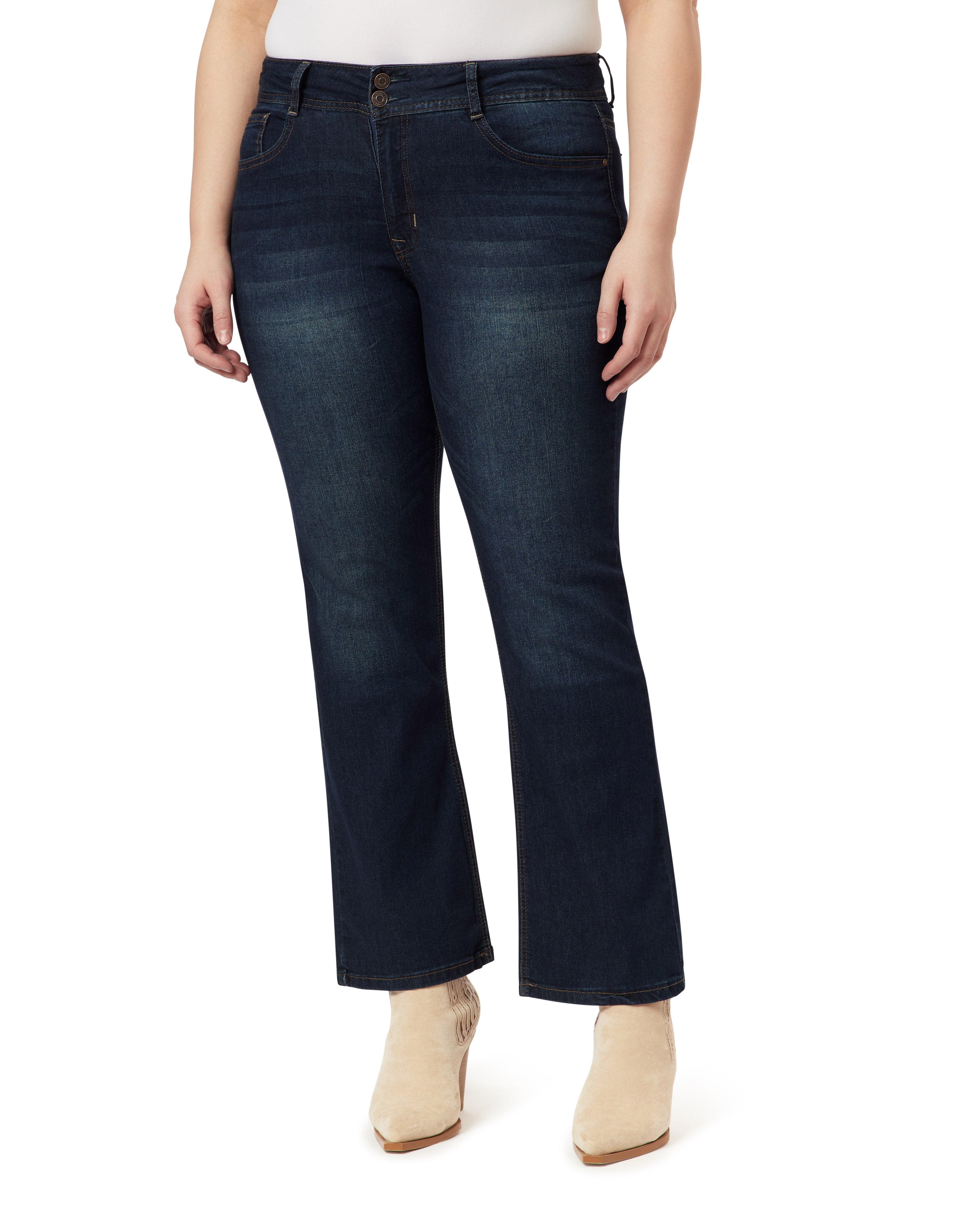 Curvy Bootcut Mid-Rise Jeans (Plus)