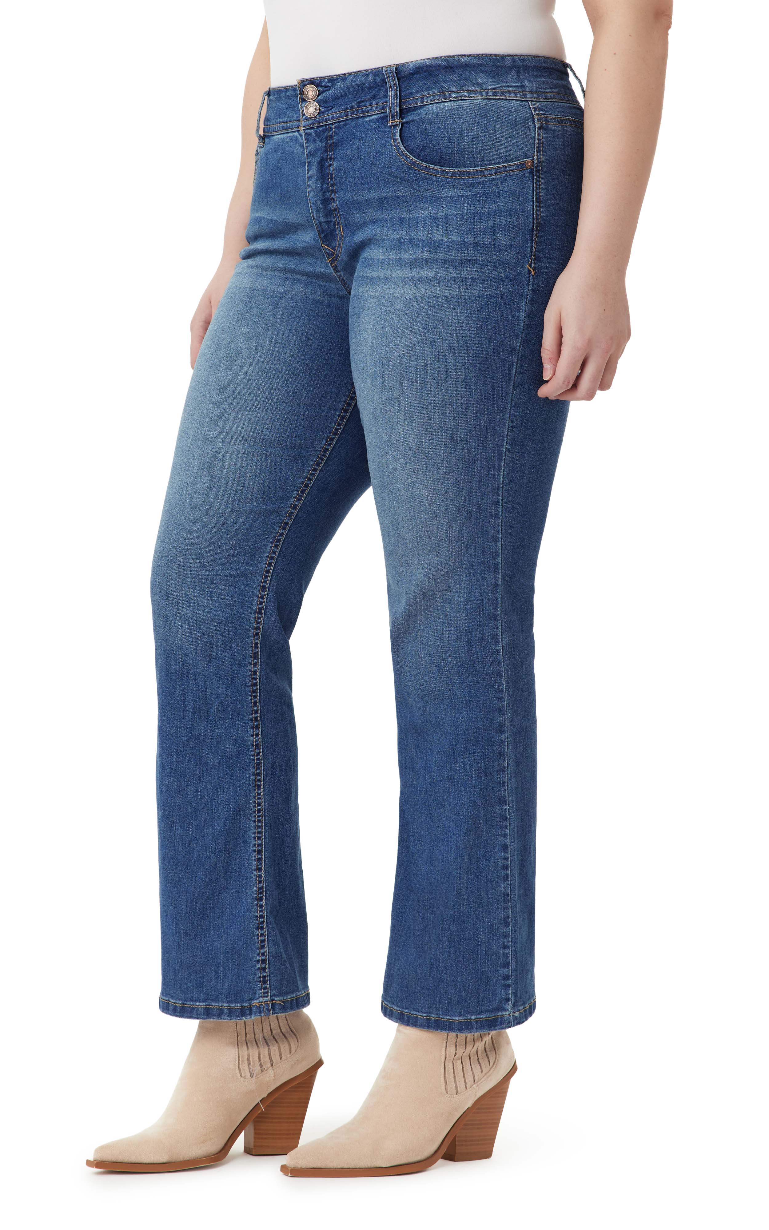 Curvy Bootcut Mid-Rise Jeans (Plus)