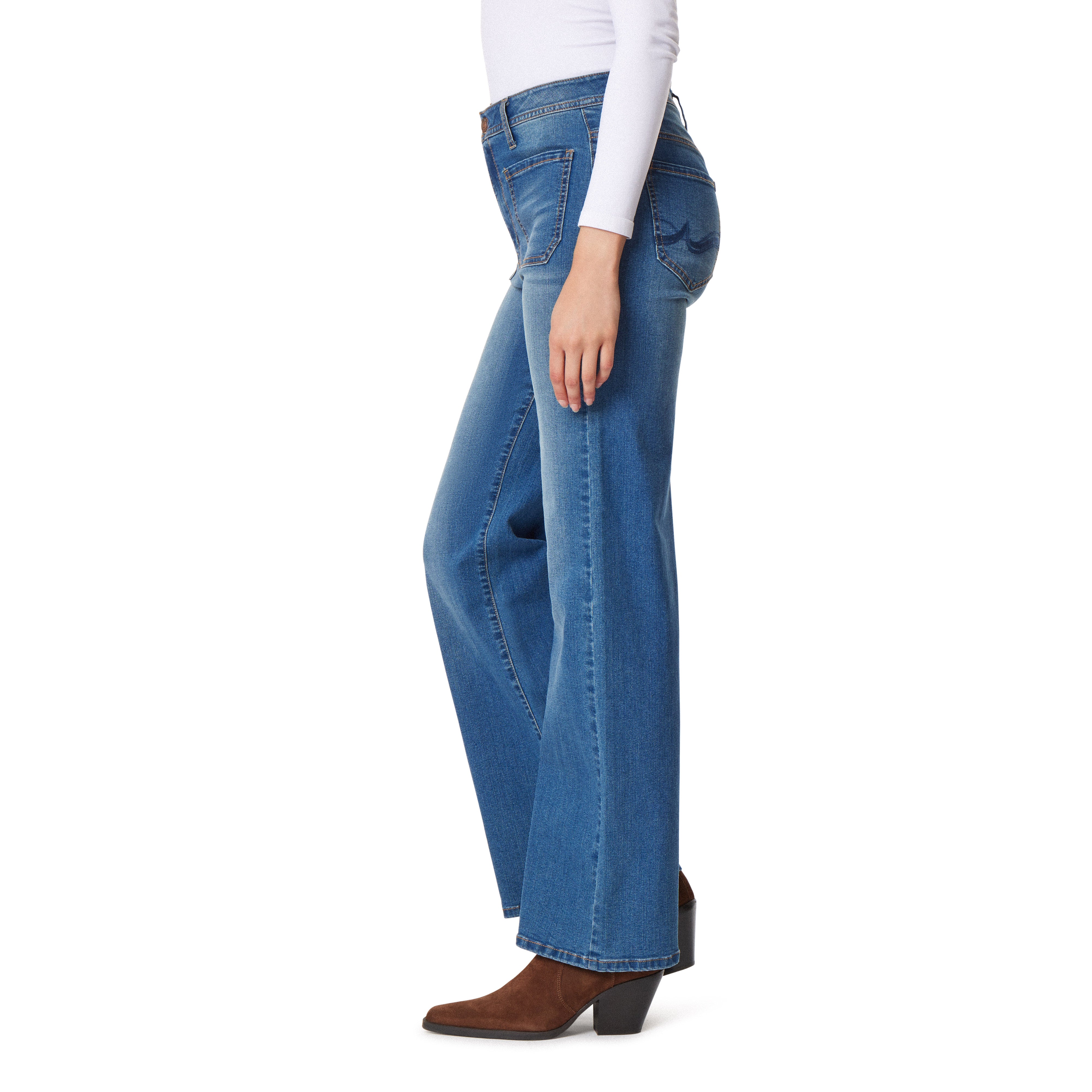 Forever Wide High-Rise Patch Pockets Jeans (Regular)